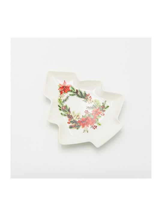 Platter Christmas Tree Red Poinsettia 20cm