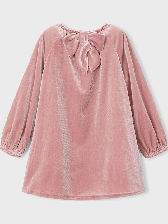 Sparkles Children's Dress Long Sleeve Velvet Pink