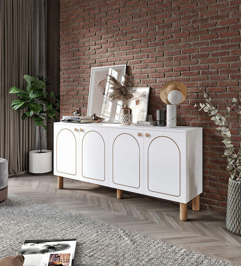 Буфет Бял 4 Врати Вътрешни Рафтчета 80x40x86см