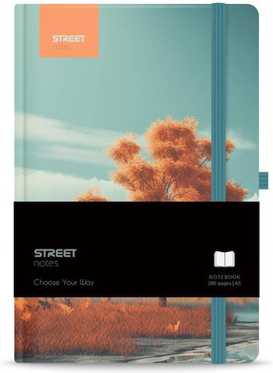 Street Notizbuch B5 96 Blätter Geregelt mit Hartcover und Gummiband Mehrfarbig