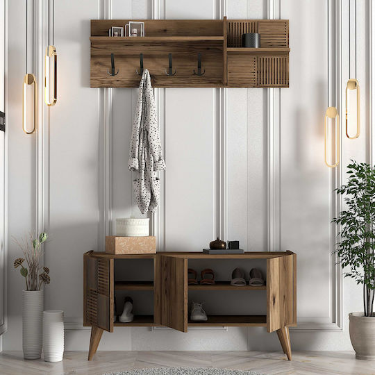 Mobilier Hol Nuc Cu Suport Pentru Haine Și Dulap 120x35x60cm