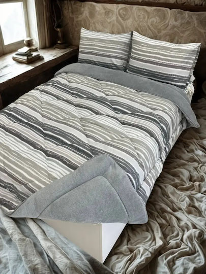 Double Double-Sided Quilt Sleep Set Pillowcases Gray 195x215cm