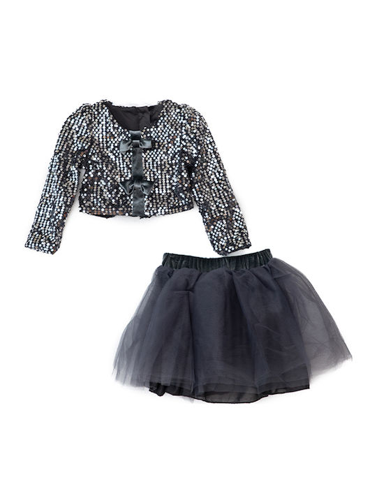 Set pentru copii cu fustă Iarnă 2buc Black