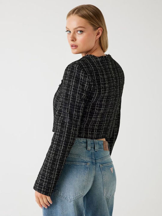 Guess Kurz Damen Tweed Blazer Black