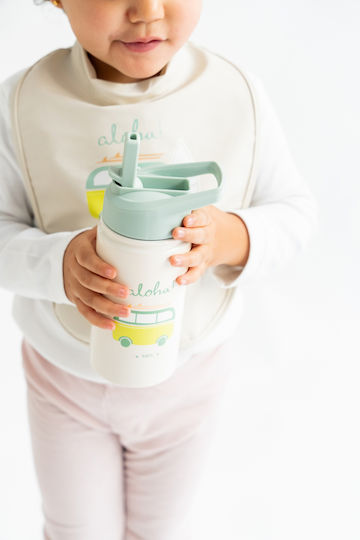 Saro Dinos Kids Water Bottle Thermos Stainless Steel with Straw 350ml