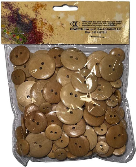 100pcs Natural Color Wooden Buttons 100pcs (Various Designs)