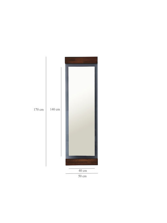SteweHome Oglindă De Podea Cu Cadru Din Lemn Maro 140x40cm
