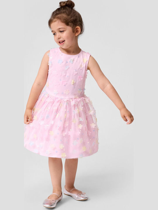 Rochie Fete Fără Mâneci Din Tulle Roz Soft