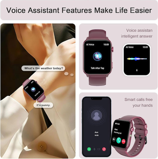 IOWODO R30 Pro Smartwatch με Παλμογράφο (Μωβ)