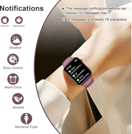 IOWODO R30 Pro Smartwatch με Παλμογράφο (Μωβ)