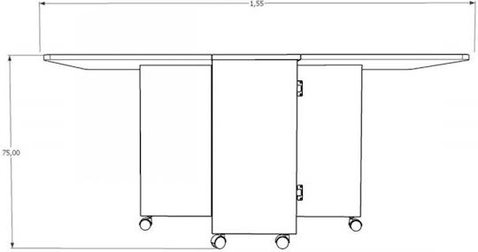 Extendable Kitchen Table with Wheels White 155x70x75 cm