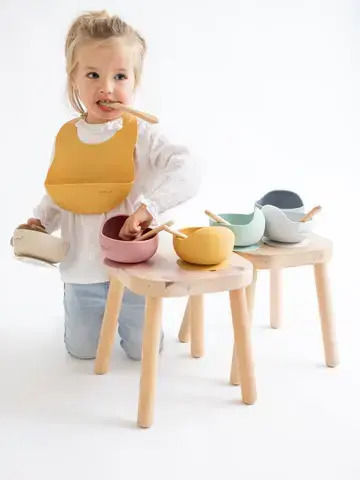 Saro Feeding Set made of Silicone Blue 2pcs for 4+ months