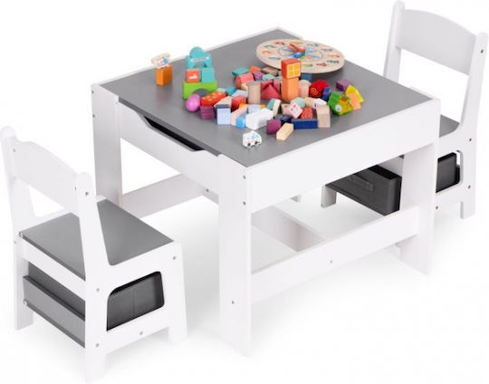 Комплект Детска Масичка със Столове Бяла Ecotoys