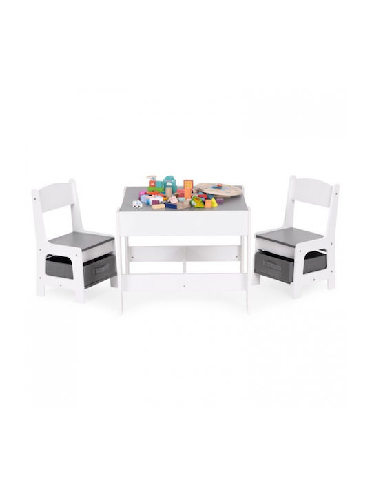 Σετ Παιδικό Τραπέζι με Καρέκλες Λευκό Ecotoys