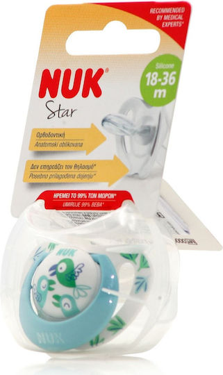 Nuk Star Orthodontic Pacifier Silicone Parrot - Green for 18-36 months
