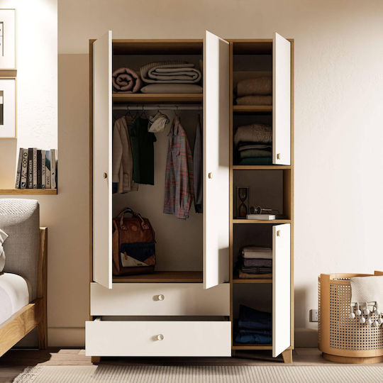 Kleiderschrank aus Stoff mit 5 Regalen und 2 Schubladen 120x181x45cm Kleiderschrank aus Stoff mit 5 Regalen und 2 Schubladen 120x181x45cm