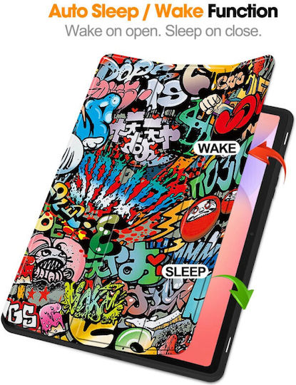 Case Samsung Galaxy Tab S10 Fe Plus 13.1" S Pen Holder Eco Leather Smart Cover – Graffiti
