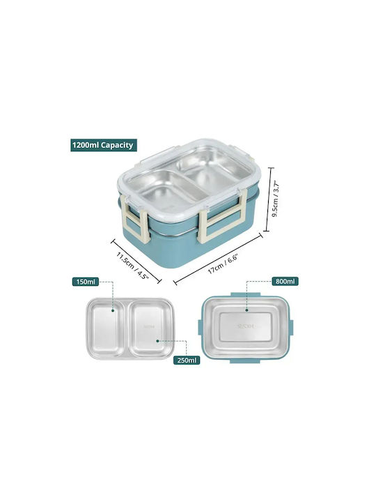 Aj Inox Lunch Box O-Bento Blue 1200ml