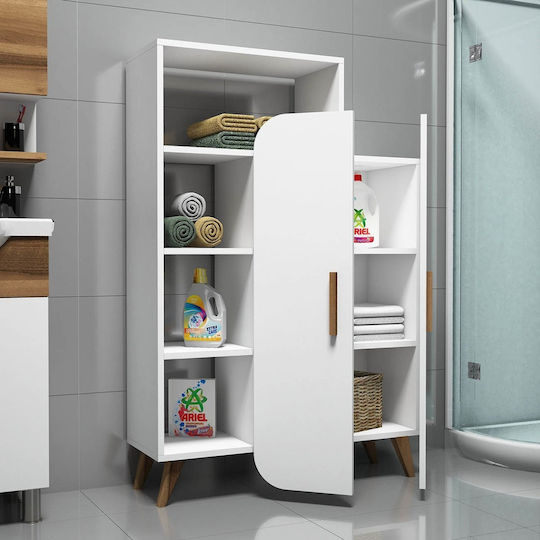 Badezimmerschrank Mehrzweck Weiß 90x32x132cm