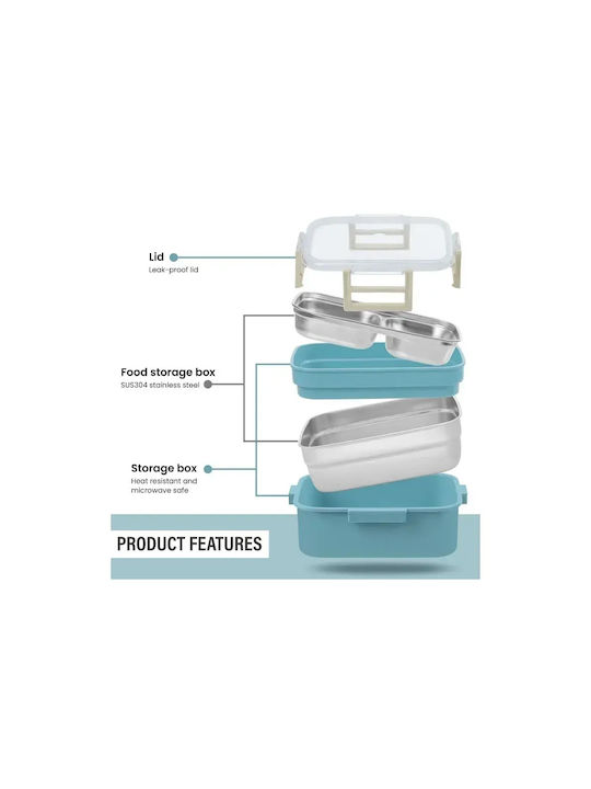 Aj Inox Lunch Box O-Bento Blue 1200ml