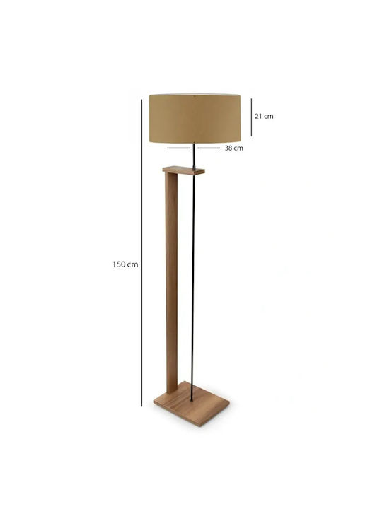 Floor Lamp 150cm Wooden Fabric Shade 38x150cm