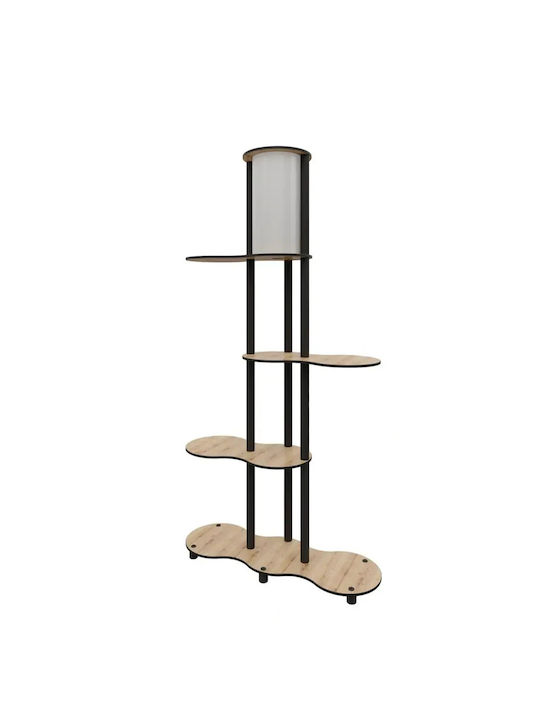 Floor Lamp Wooden Shelves & Elegant Metal Design Oak 72x24x140cm