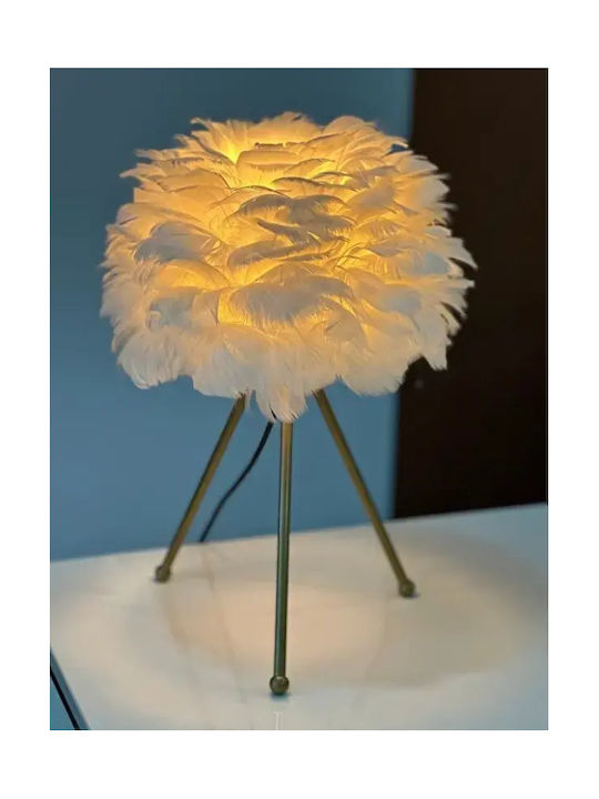 Modern Table Lamp Feather Metal Base White 40cm