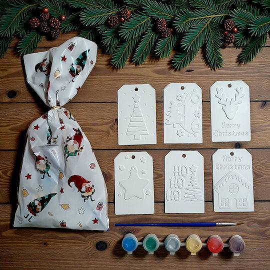 Plaster Designs Painting Christmas Ornaments Cards 6 Pieces