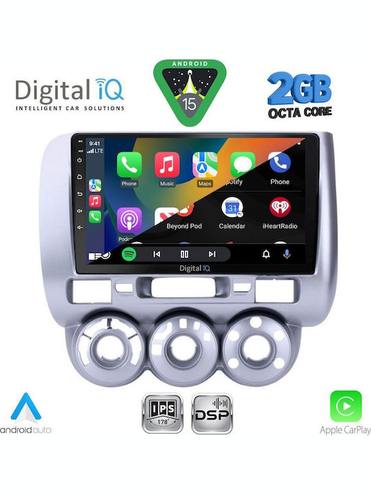 Digital IQ Car Audio System for Honda Jazz 2002-2008 with A/C (Bluetooth/USB/WiFi/GPS/Apple-Carplay/Android-Auto) with Touch Screen 9"
