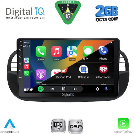 Digital IQ Ηχοσύστημα Αυτοκινήτου για Fiat 500 2007-2015 (Bluetooth/USB/WiFi/GPS/Apple-Carplay/Android-Auto) με Οθόνη Αφής 9"