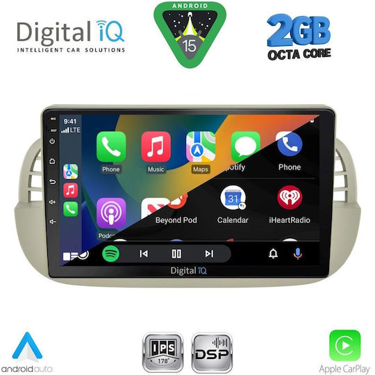 Digital IQ Car Audio System for Fiat 500 2007-2015 (Bluetooth/USB/WiFi/GPS/Apple-Carplay/Android-Auto) with Touch Screen 9"