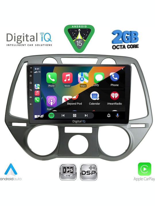 Digital IQ Auto-Audiosystem für Hyundai i20 2008-2012 mit A/C (Bluetooth/USB/WiFi/GPS/Apple-Carplay/Android-Auto) mit Touchscreen 9"