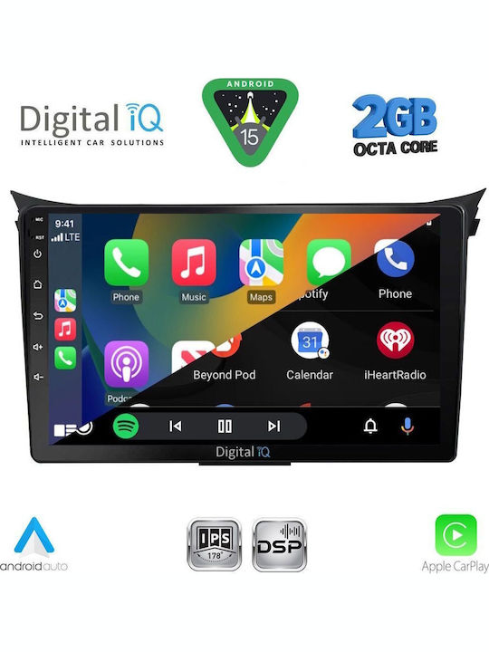 Digital IQ Car Audio System for Hyundai i30 2012-2017 (Bluetooth/USB/WiFi/GPS/Apple-Carplay/Android-Auto) with Touch Screen 9"