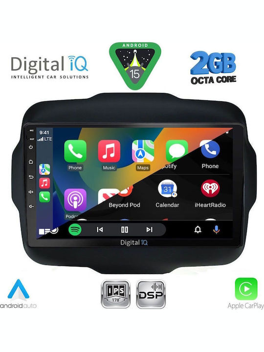 Digital IQ Car Audio System for Jeep Renegade 2014 (Bluetooth/USB/WiFi/GPS/Apple-Carplay/Android-Auto) with Touch Screen 9"