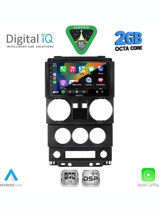 Digital IQ Car Audio System for Jeep Wrangler 2006-2011 (Bluetooth/USB/WiFi/GPS/Apple-Carplay/Android-Auto) with Touch Screen 9"