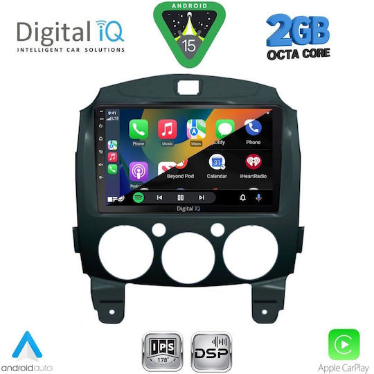 Digital IQ Car Audio System for Mazda 2 2007-2014 (Bluetooth/USB/WiFi/GPS/Apple-Carplay/Android-Auto) with Touch Screen 9"