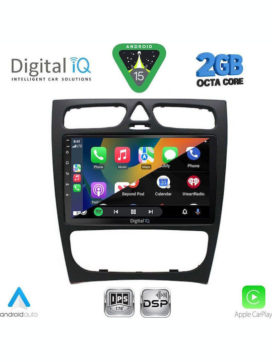 Digital IQ Car Audio System for Mercedes-Benz C Class 1999-2004 (Bluetooth/USB/WiFi/GPS/Apple-Carplay/Android-Auto) with Touch Screen 9"