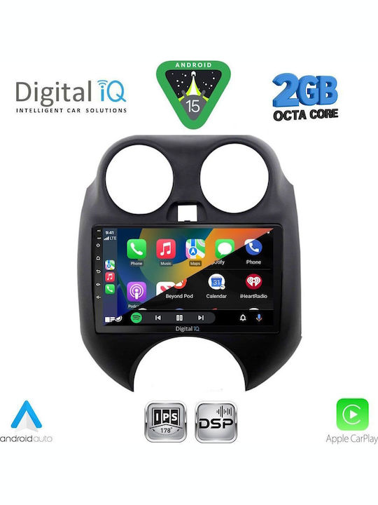 Digital IQ Car Audio System for Nissan Micra 2010-2014 (Bluetooth/USB/WiFi/GPS/Apple-Carplay/Android-Auto) with Touch Screen 9"