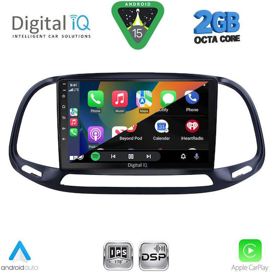 Digital IQ Car Audio System for Opel Combo Fiat Doblo 2015-2018 (Bluetooth/USB/WiFi/GPS/Apple-Carplay/Android-Auto) with Touch Screen 9"