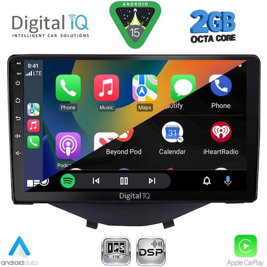 Digital IQ Ηχοσύστημα Αυτοκινήτου για Peugeot 108 Toyota Aygo Citroen C1 2014-2022 με Clima (Bluetooth/USB/WiFi/GPS/Apple-Carplay/Android-Auto) με Οθόνη Αφής 9"