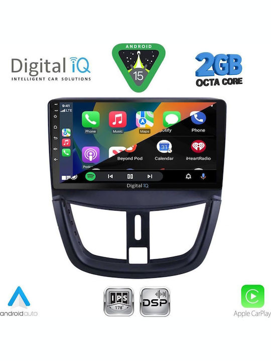 Digital IQ Car Audio System for Peugeot 207 2007-2014 (Bluetooth/USB/WiFi/GPS/Apple-Carplay/Android-Auto) with Touch Screen 9"