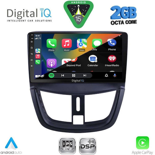 Digital IQ Ηχοσύστημα Αυτοκινήτου για Peugeot 207 2007-2014 (Bluetooth/USB/WiFi/GPS/Apple-Carplay/Android-Auto) με Οθόνη Αφής 9"