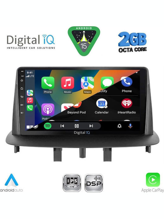 Digital IQ Car Audio System for Renault Megane 2009-2016 (Bluetooth/USB/WiFi/GPS/Apple-Carplay/Android-Auto) with Touch Screen 9"