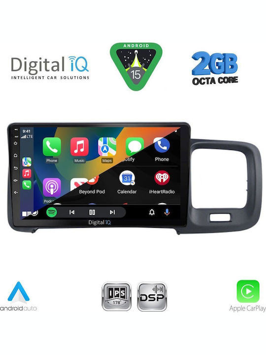 Digital IQ Car Audio System for Volvo S60 2010-2018 (Bluetooth/USB/WiFi/GPS/Apple-Carplay/Android-Auto) with Touch Screen 9"