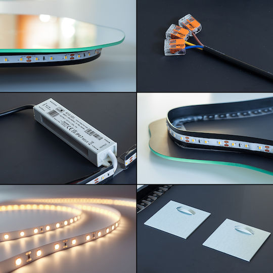 Tulup Като Огледало за Стена с LED Осветление 100x45см 1бр