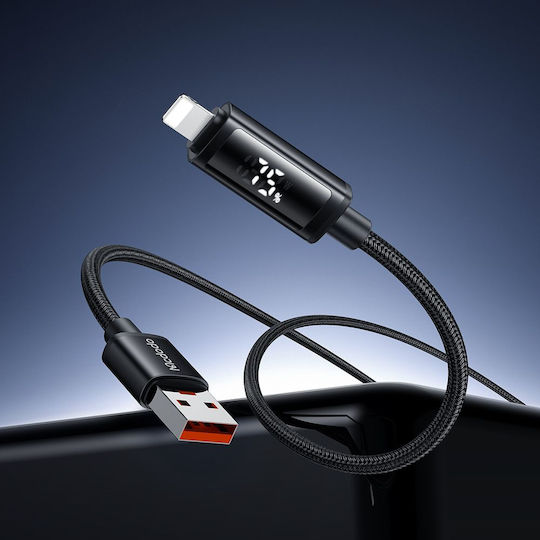 Mcdodo LED / Braided USB-A to Lightning Cable 18W Μαύρο 1.2m CA-7970