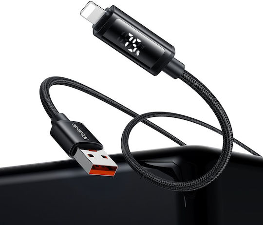 Mcdodo LED / Braided USB-A to Lightning Cable 18W Μαύρο 1.2m CA-7970