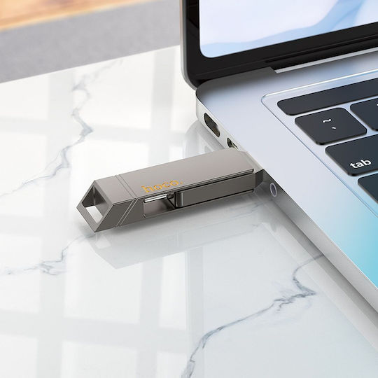 Hoco 64GB USB 2.0 Стик с връзка USB-A & USB-C Черен