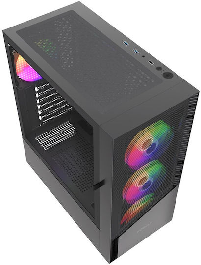 Gembird Fornax 200 Gaming Midi Tower Κουτί Υπολογιστή με Πλαϊνό Παράθυρο Μαύρο