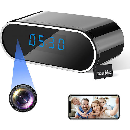 Cameră De Supraveghere În Ceas Wifi 1080p Full Hd Card De 32gb Inclus Viziune Nocturnă Detectare Mișcare Alerte Telefon Înregistrare Audio Video Aplicație Ios Android Supraveghere Casă Birou
